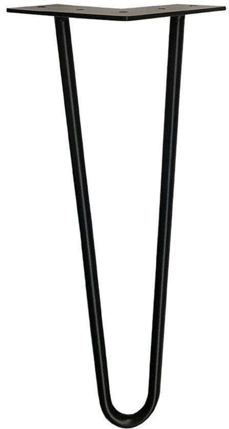 4 stuks SOTECH hairpin-tafelpoten, staal massief, zwart, hoogte: 406 mm