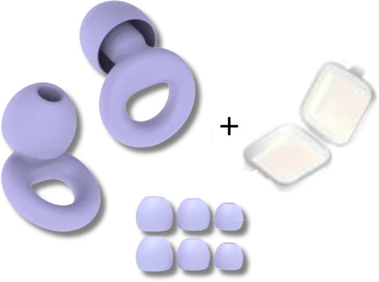 BMJ Trading® Oordoppen Slapen - Oordoppen Festival - met Doosje - Overprikkeling - Earplugs - Oordoppen Snurken - SNR 26 dB - Lila - Festival Oordopjes - Herbruikbare Gehoorbescherming - Siliconen Slaap en Gevoeligheid -8 Dop