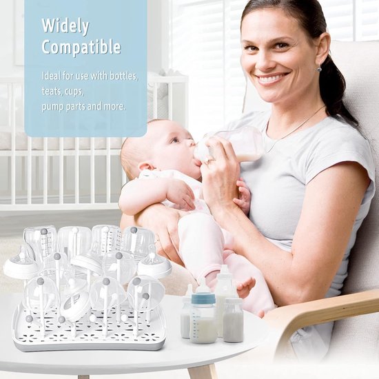 BOTC Flessenrek Baby - Flessen Droogrek - Afdruiprek voor Afwas - Blauw/Wit van Merkloos — afbeelding 3