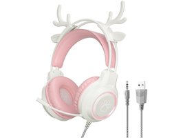 Gaming Headset met hertenoor – Ruisonderdrukkende Over-Ear Koptelefoon met 360° Microfoon – Voor PC/PS5/PS4