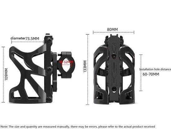 Flessenhouder - Fiets - Mountainbike - Waterbekerhouder - Lichtgewicht - Aluminium Legering met Schroeven en Gereedschap voor Buitenactiviteiten - Motorfiets - Zwart — afbeelding 4