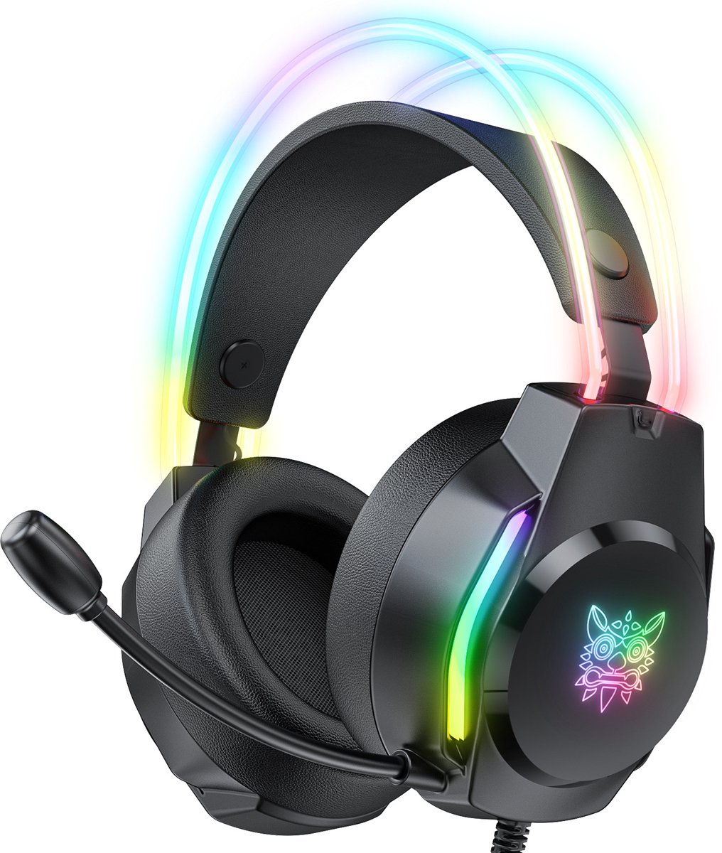 KINSI Gaming Headset met RGB Verlichting - Bedrade Koptelefoon met 3D Surround Sound