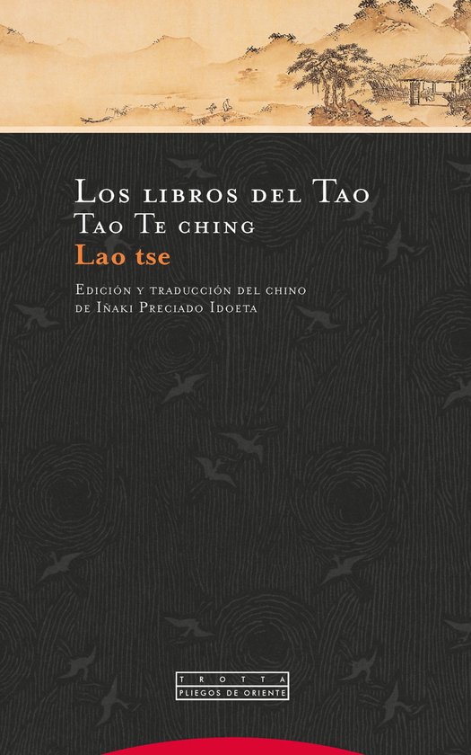 Boekomslag van "Los Libros del Tao Tao Te Ching" door Lao Tse. Achtergrond met gestileerde takken en vogels.