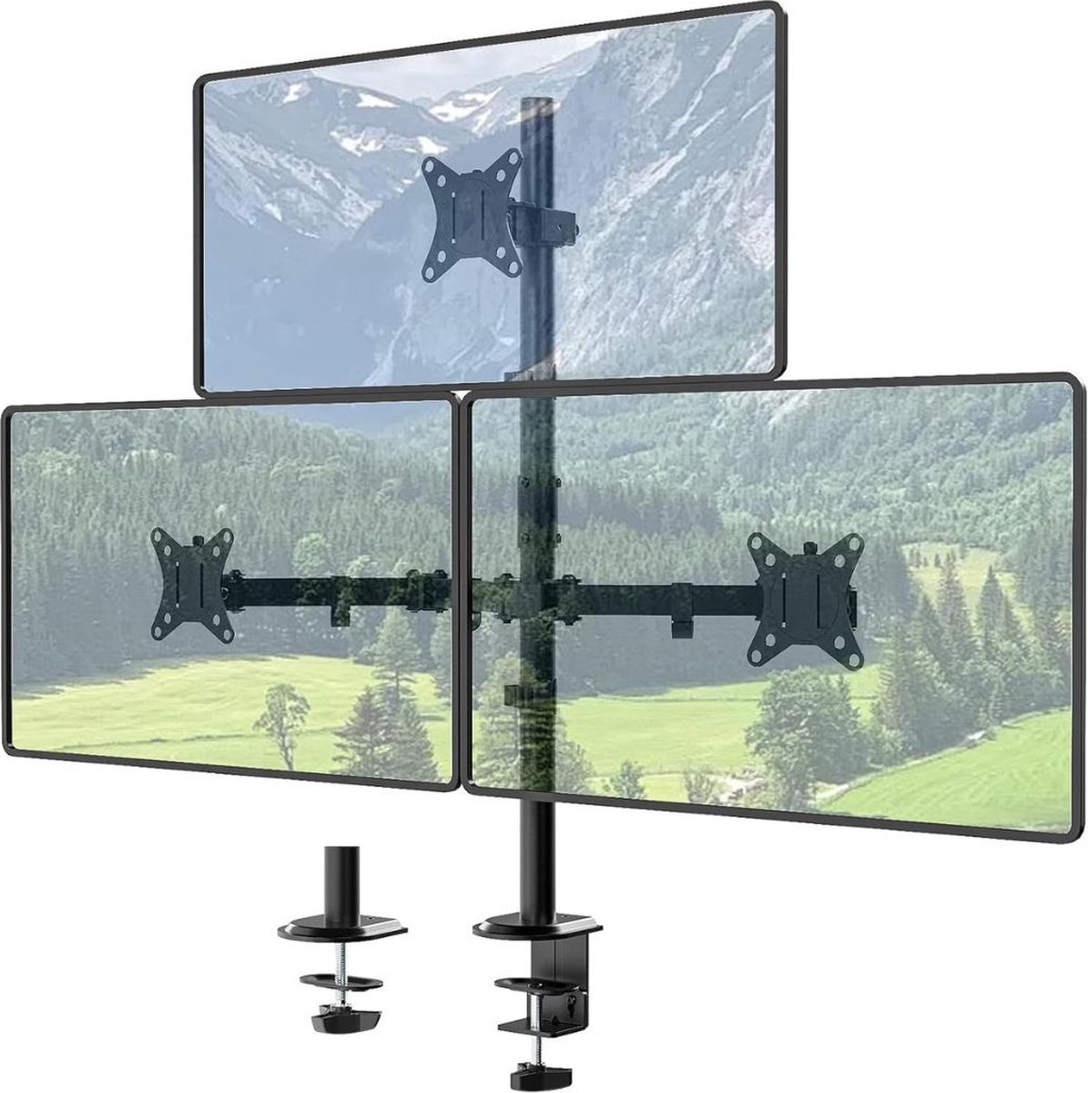 Thuys – Monitor Arm 3 Schermen – Triple Monitor Arm – 3 Monitoren – 360 Graden Roterend