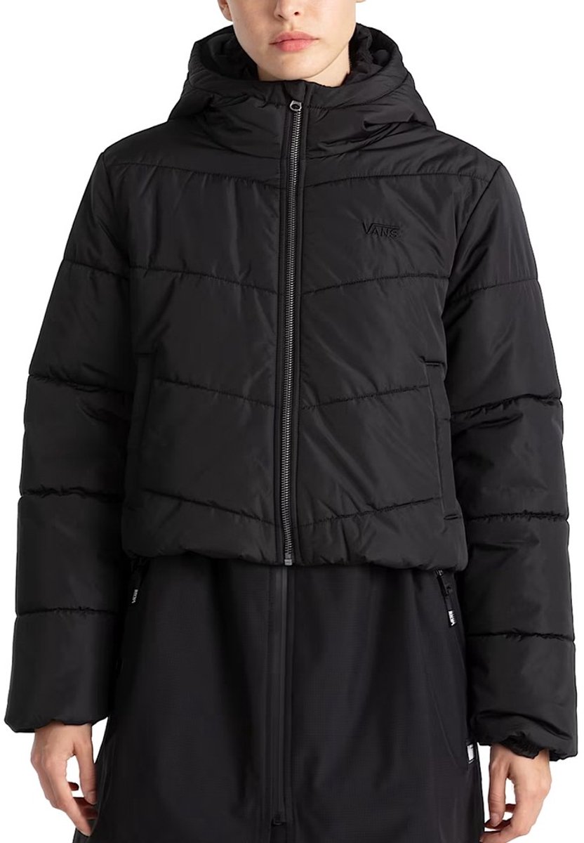 Polyester Long Sleeve Bomber Jacket with Zip and Logo Wo Zwart