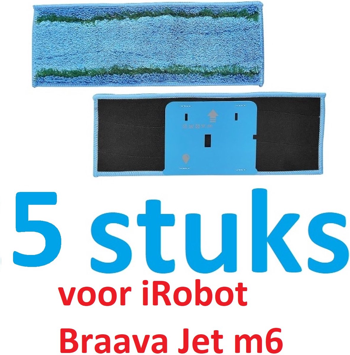 5 x Wasbare dweildoeken voor dweilrobot - maat: 28 cm x 10.4 cm - accessoires compatibel met Braava Jet M6 - iRobot - vervanging van hoge kwaliteit - microvezel - dweilpads - dweilrobot - Passen niet op de elektrische dweilen.