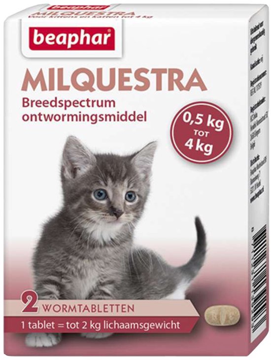 Beaphar Milquestra Kleine kat/kitten - 0,5 tot 4 Kg - 2 tabletten