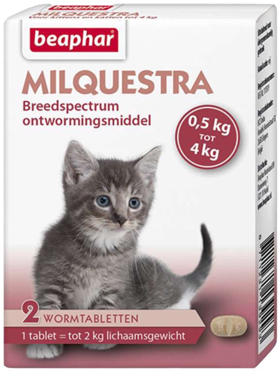 Beaphar Milquestra Kleine kat/kitten - 0,5 tot 4 Kg - 2 tabletten — afbeelding 1