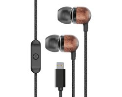 House of Marley Smile Jamaica USB C Oortjes met draad - Bedrade Oordopjes - Met Microfoon en 1knopsbediening - Eco Friendly Design - 9MM Drivers - Knoopvrije Kabel - Zwart