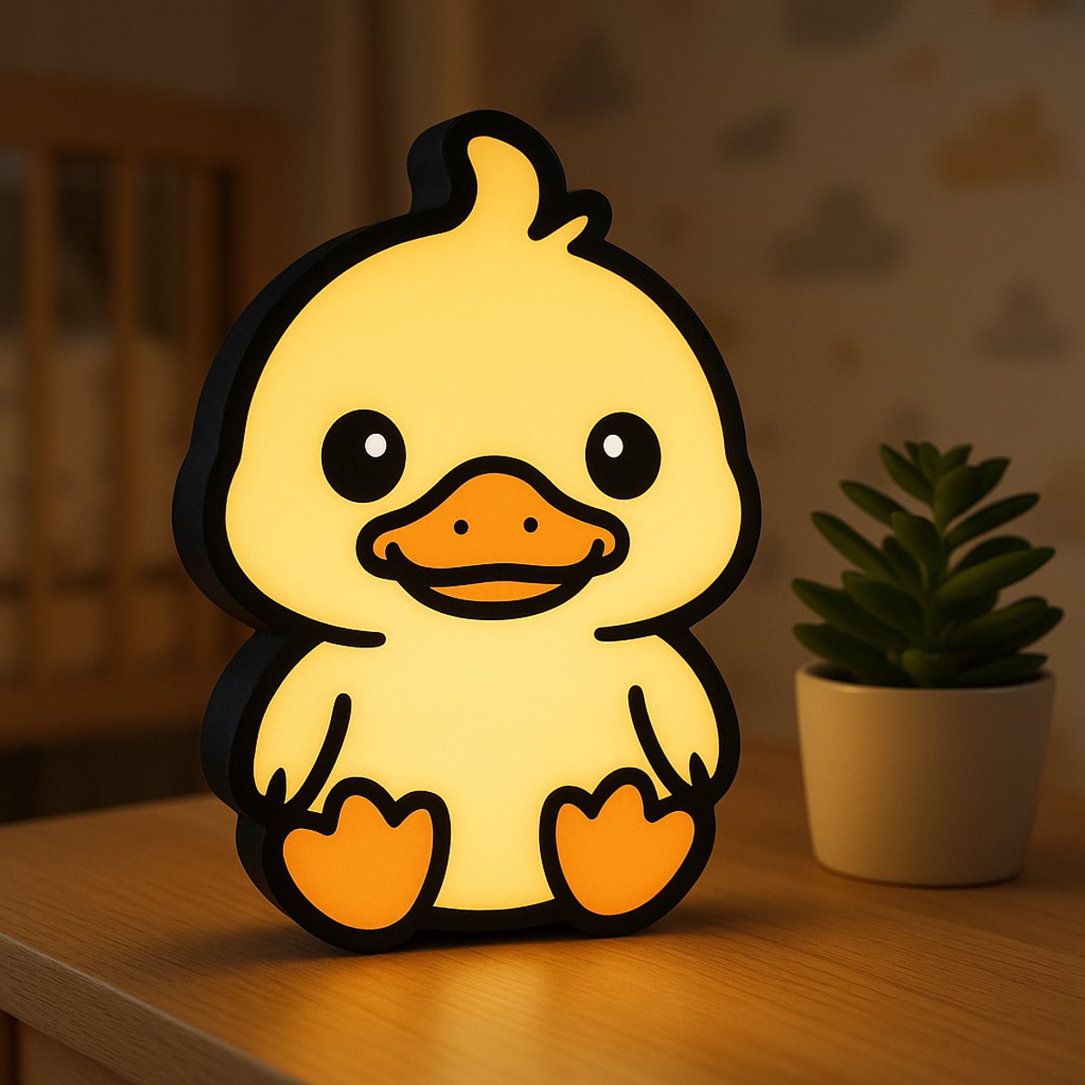 Schattig Eend Nachtlampje – 3D Cartoon Dieren Lightbox met USB – Kinderkamer Verlichting –
