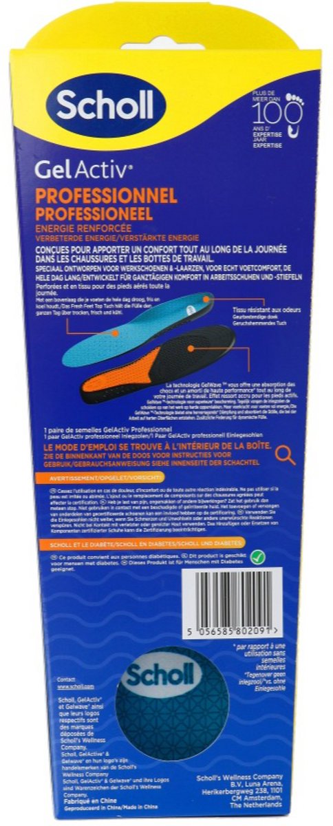 Scholl GelActiv Inlegzolen Professioneel Zolen voor Werkschoenen