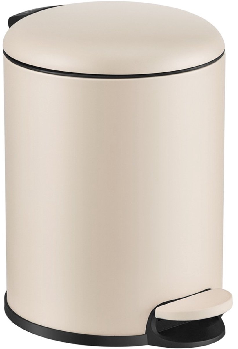 HÜSQ Slimbin Prullenbak 5 Liter - Soft-close Pedaalemmer - kleine Vuilnisbak voor Toilet, Badkamer, Keuken of Kantoor - Afvalbakje - soft beige