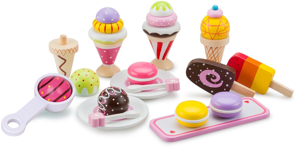 New Classic Toys® Houten IJsjes Speelgoed - 25-delige Kleurijke Speelset met IJsjes, Hoorntjes, IJsschep en Bordjes - Speelgoedeten - Rollenspel Keukenspeelgoed IJskraam - Vanaf 3 Jaar — afbeelding 11