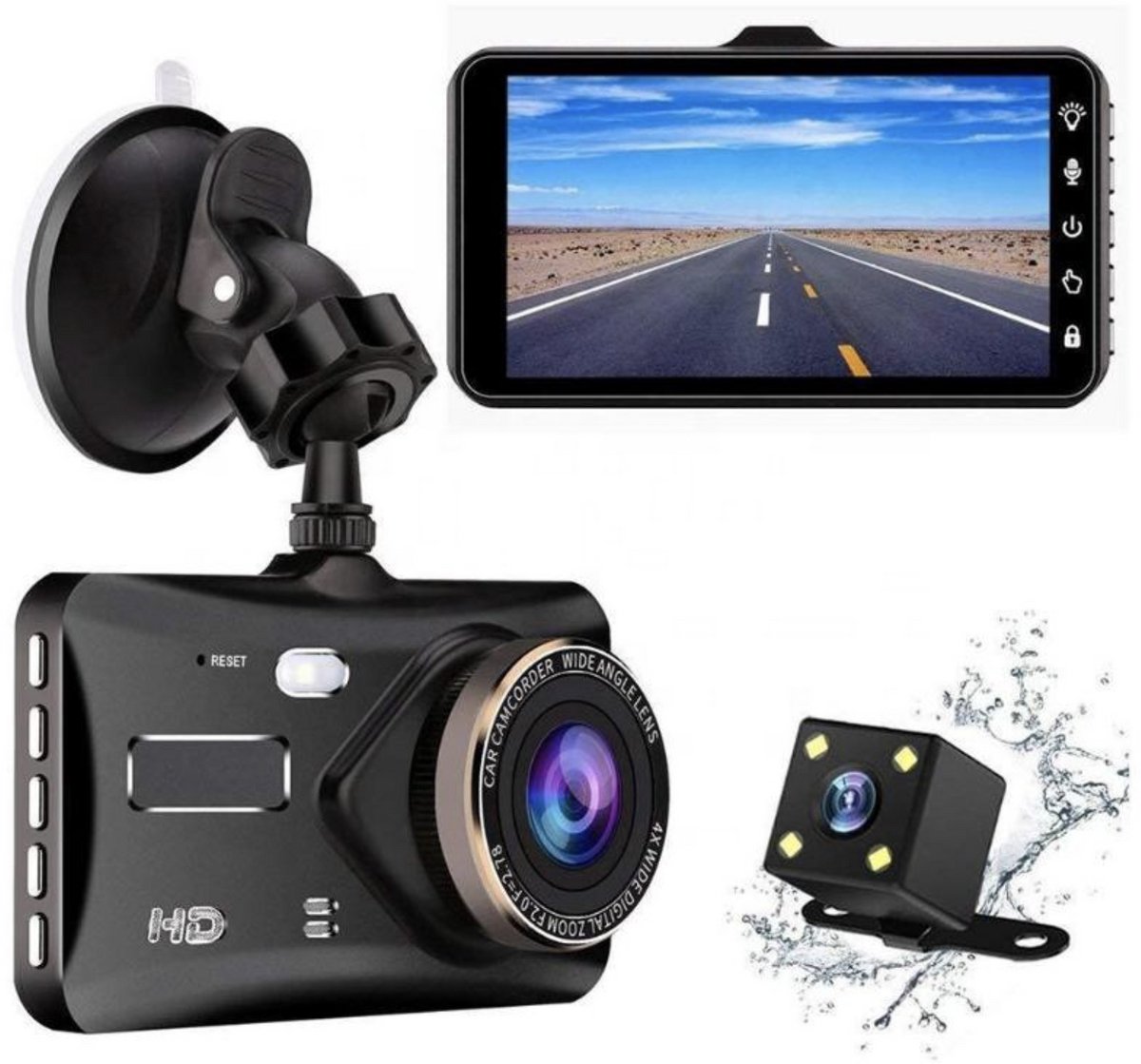 Dashcam voor Auto - 4K M11 Pro Dual Camera – 4 inch Touchscreen – Dashboardcamera – Full HD 1080p – 170° Wijdhoeklens – Nachtvisie – Bewegingssensor – G-sensor – Autocamera Voor én Achter – foto 2