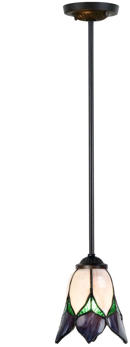 Coloured by Art Tiffany Hanglamp Lovely Flower Purple Pendant - Art Deco Trade Paars