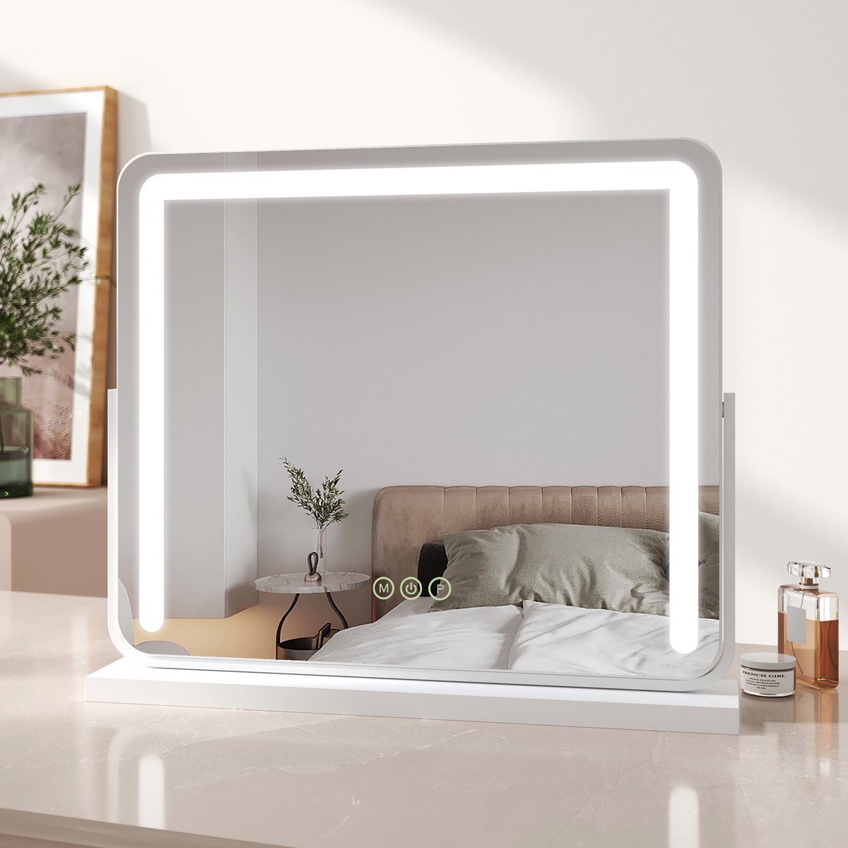 EMKE Make Up Spiegel met Verlichting - 360° Draaibaar - 3 Lichtstanden - Touch & Dimbaar - Ophangbaar