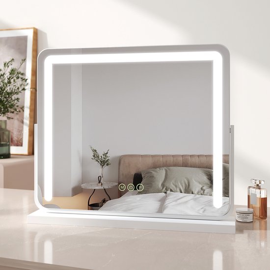 Miroir de maquillage EMKE avec Siècle des Lumières - Rotation à 360° - 3 réglages d'éclairage - Tactile et réglable - Suspendu