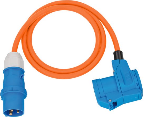 Brennenstuhl Camping Verlengsnoer 5m (CEE Verlengkabel oranje H07RN-F 3G2,5 met CEE-stekker en koppeling met afdichtflap, voor permanent gebruik buitenshuis IP44, Made in Germany