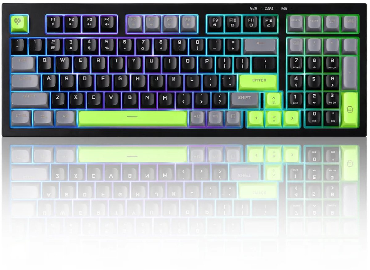 Yunzii - D98 - Membraan Toetsenbord - 96% - Qwerty - Gaming Keyboard - RGB Lichten - Stil - Zwart/Groen