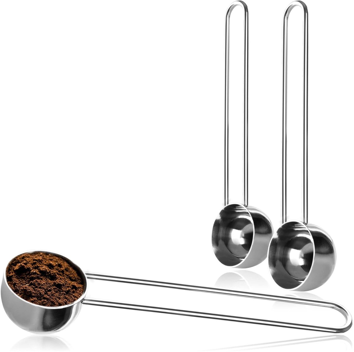 Koffie-maatlepel van roestvrij staal - veelzijdig en elegant - set van 3 - zilverkleurig
