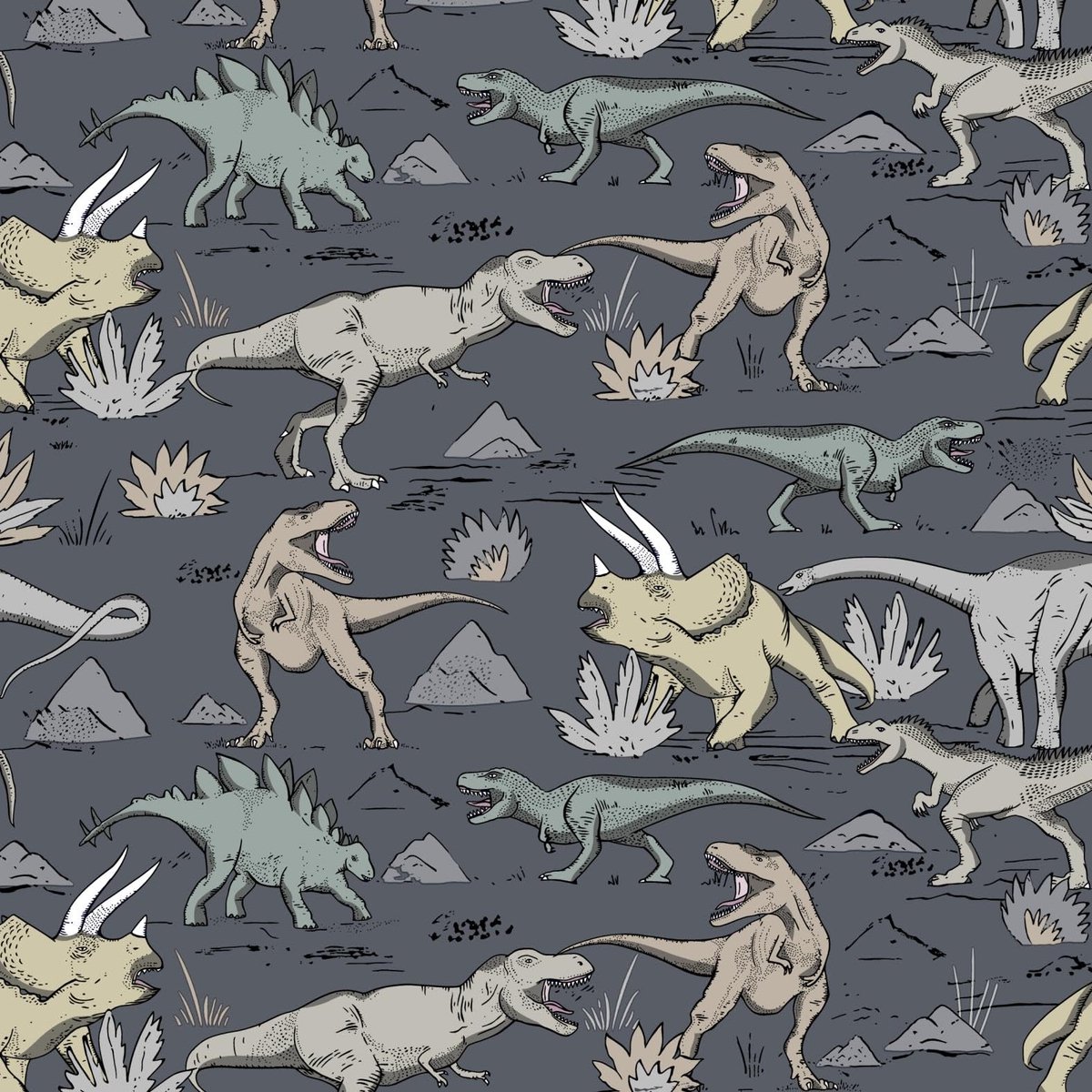 VmG-Store 1m katoenen naaistof 100% katoenen naaistof NIET verkocht per meter kinderstof patchwork DIY knutselen quilten handwerk (Dino Bb041)