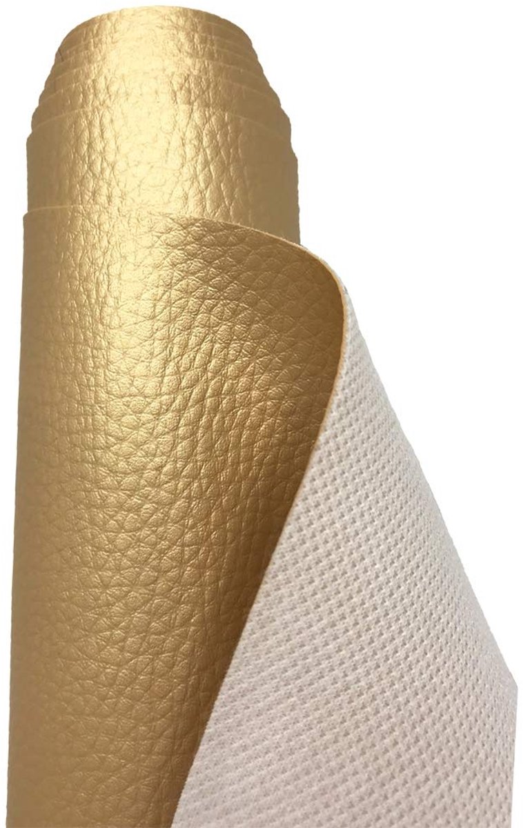 A-Express Premium gekorreld waterdicht imitatieleer gekorreld imitatieleer structuurleer stof per meter - 200 cm x 140 cm (glanzend goud)
