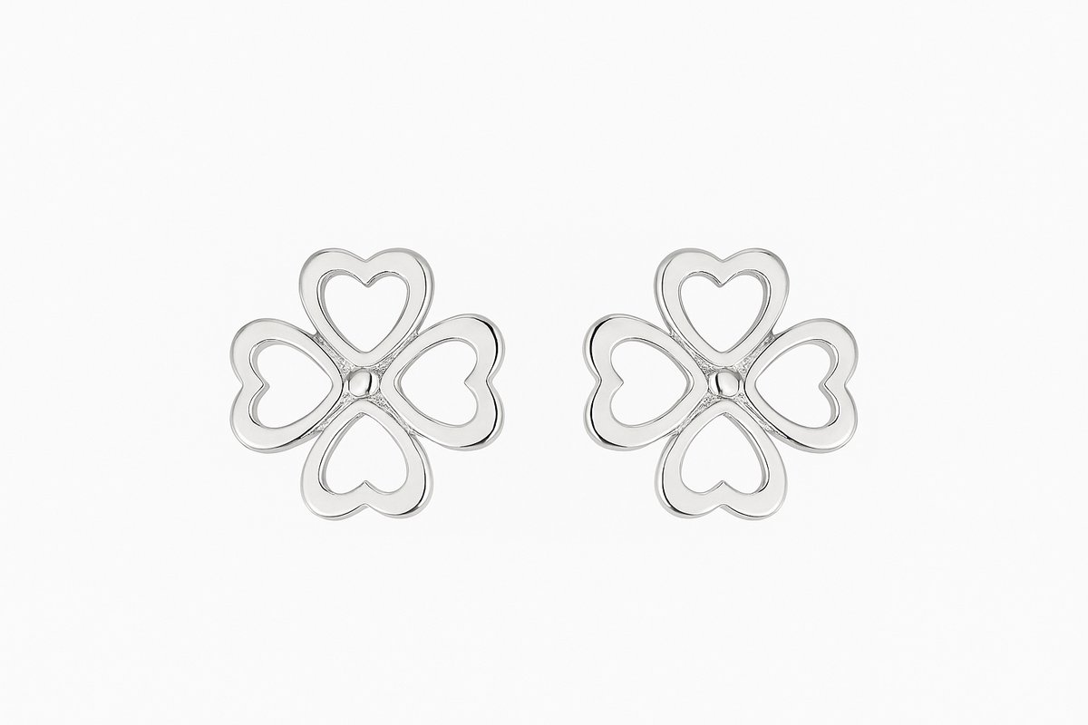 Klaver / Clover oorbellen | zilver gekleurd