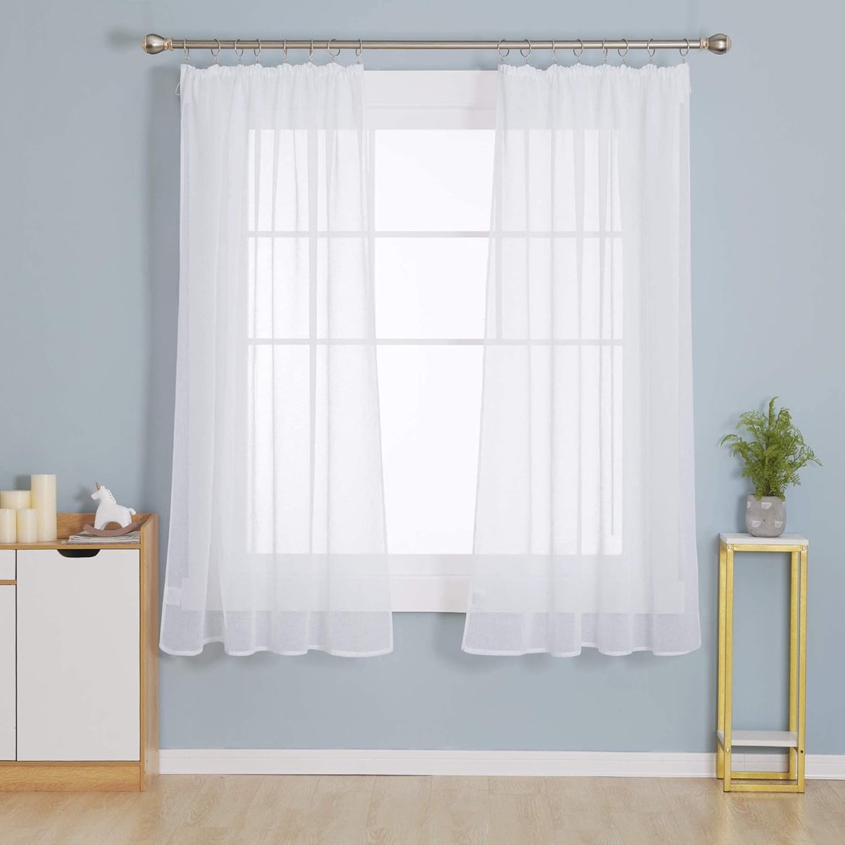 Transparante Voile Gordijnen - Elegant en Multifunctioneel - Set van 2 - Wit - 100% Polyester - 132 x 160 cm