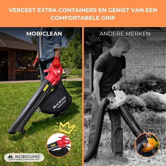 Mobiclinic® Mobiclean - Bladblazer - Stofzuiger - Bladvergruizer - 3000W - 6 Snelheden - 3 in 1 - Lichtgewicht - 35L - Snelheid van het blazen 270 km/u - Voor de tuin - 220V - Schouderband van Merkloos	 — afbeelding 3