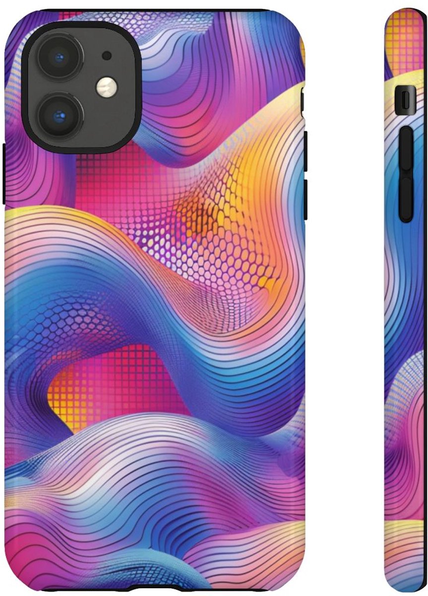 Kleurrijk Abstract Golvend Patroon – Telefoonhoesje Geschikt voor iPhone 11