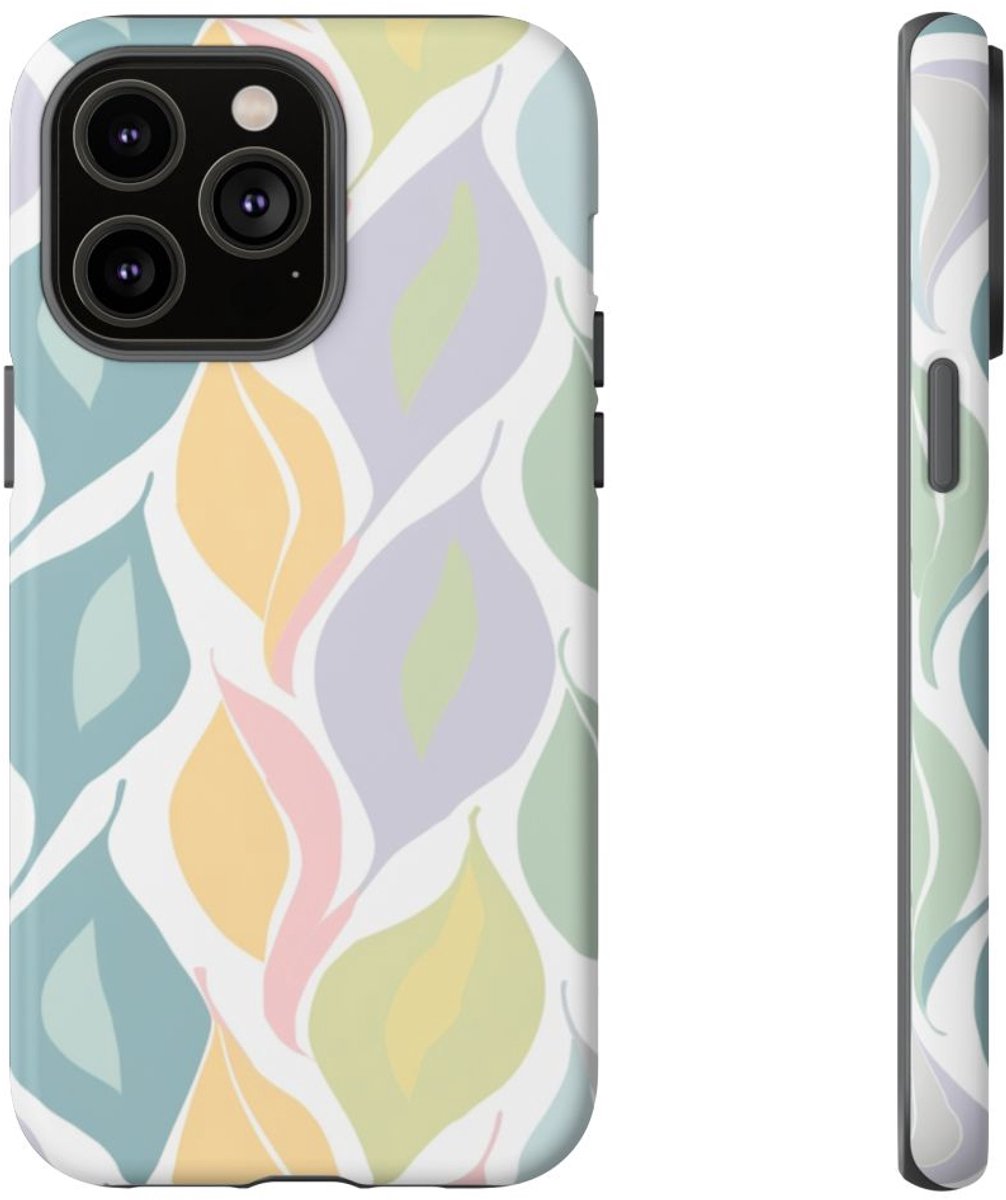 Pastel Bladerenpatroon – Telefoonhoesje Geschikt voor iPhone 14 Pro Max