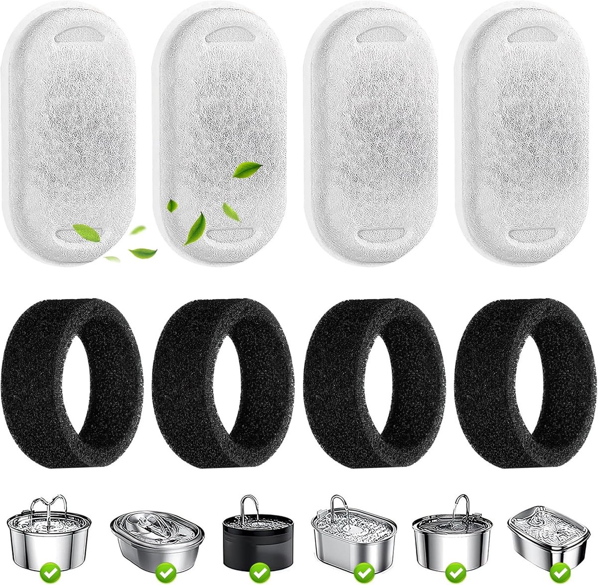 ANMI-Drinkfontein filters - 4 sets - kattenwaterdispenserfilter - drievoudig filter - Geschikt voor drinkfonteinen voor katten en honden