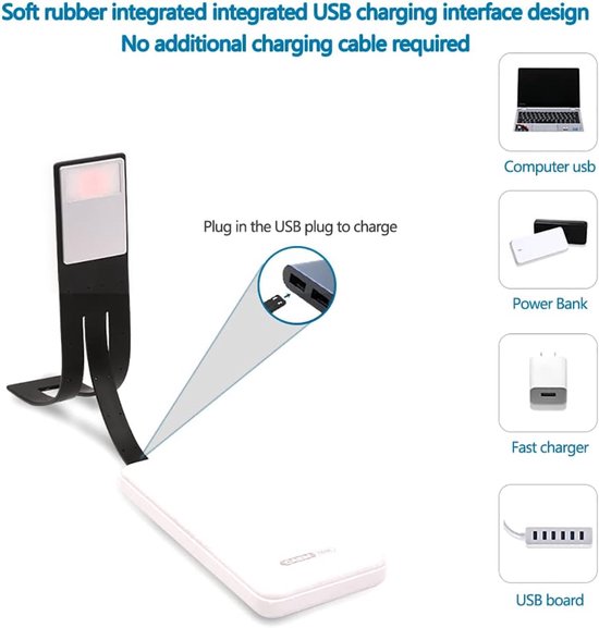 Leeslamp met boekklem, leeslamp met LED-hals, 3 kleuren, verstelbare helderheid, leeslamp voor boeken, opvouwbare leeslamp, flexibele arm voor lezen 's nachts/e-reader van Glocusent — afbeelding 5