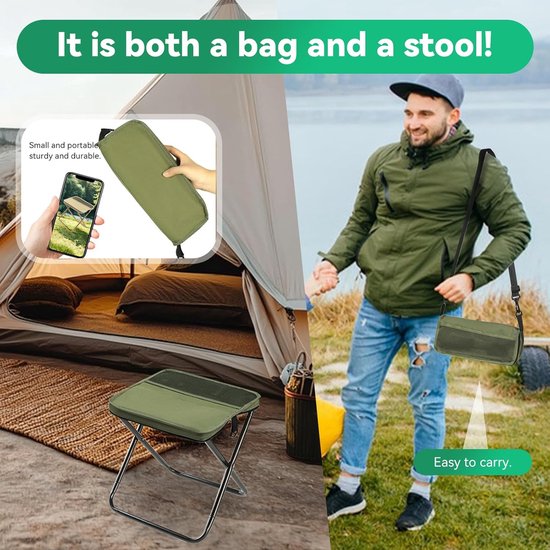 Opvouwbare kampeerstoel - Opvouwbaar Ultralicht Opvouwbaar - draagbare lichtgewicht - campingstoel - Rugzak opvouwbare kruk - met verstelbare schouderriem - Draagbare opvouwbare kruk van Merkloos — afbeelding 2
