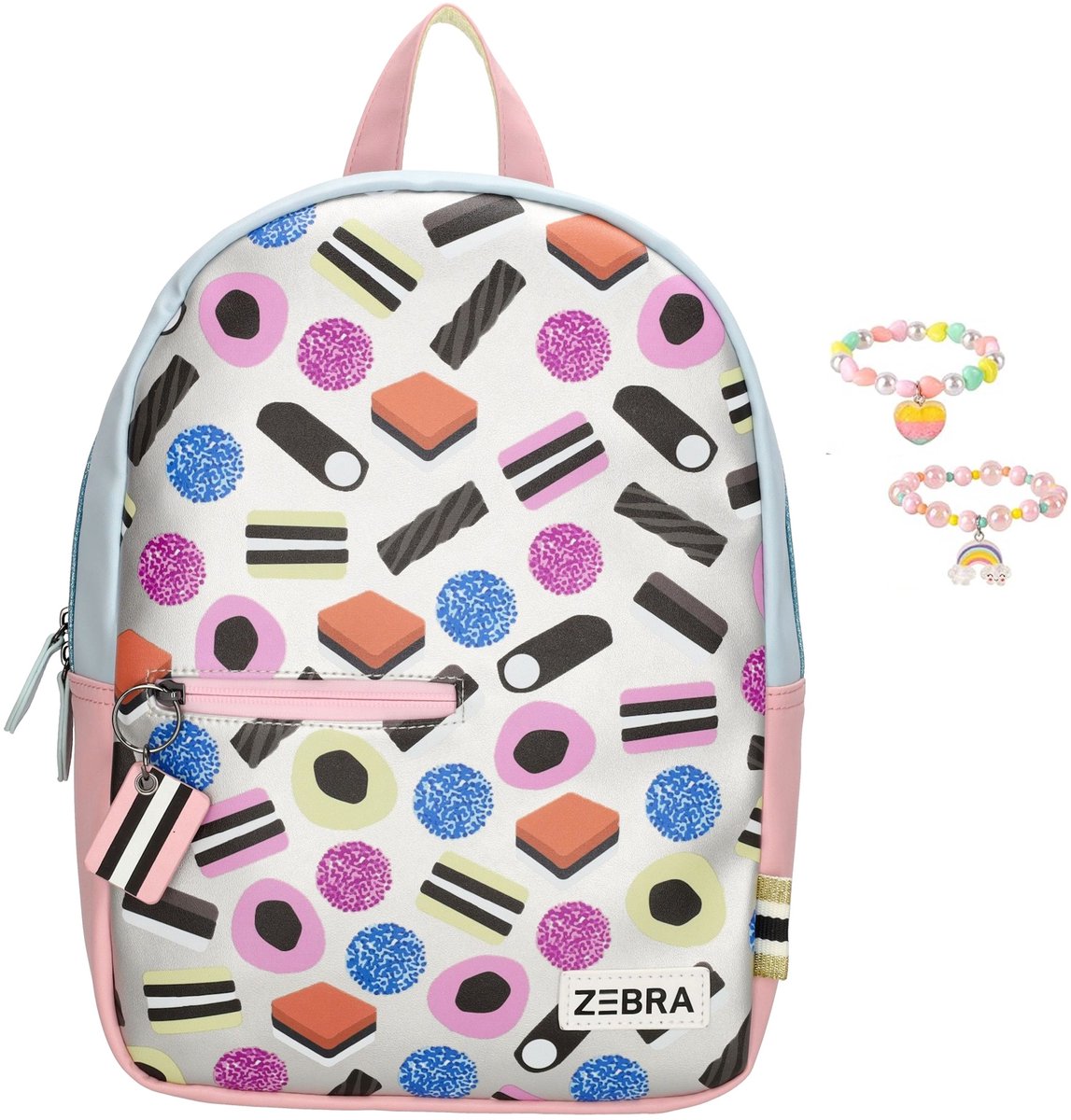 Zebra Rugzak Sweet and Candy - kinderrugtas, rugtas, kinderrugzak, schooltas + armbandje