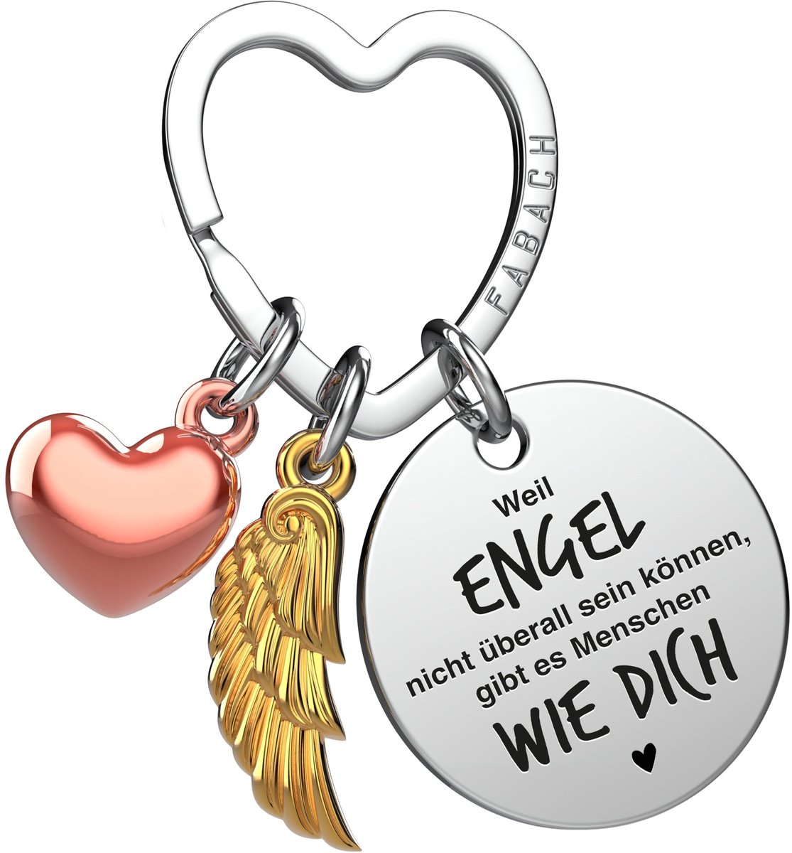 FABACH Beste Vriend Sleutelhanger Beschermengel Geluksbrenger met Hart en Gravure - Beste Vriend Cadeaus Sleutelhanger Hart - Beste Vriend Cadeau Engel Geluksbrenger