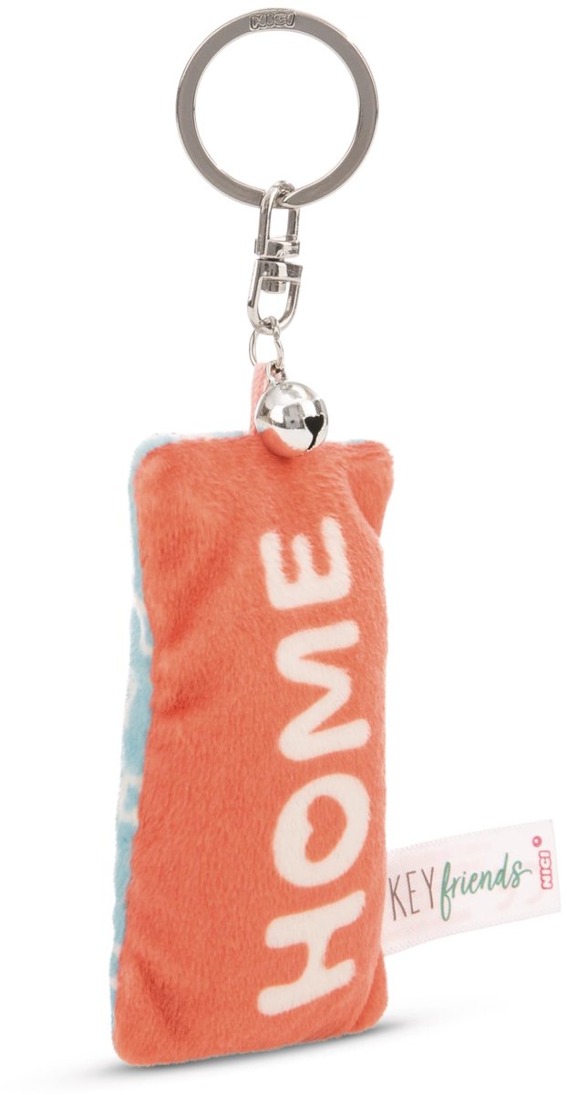 Sleutelhanger Mini Pluche Kussen Huis 8cm met Bel