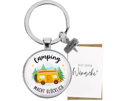 COLOFALLA Camper Sleutelhanger Camper Cadeau Kamperen Maakt Je Gelukkig Decoratie Accessoires Cadeaus voor Campers Camper Verjaardag Caravan Campervan Kerstmis Nieuwjaarscadeau