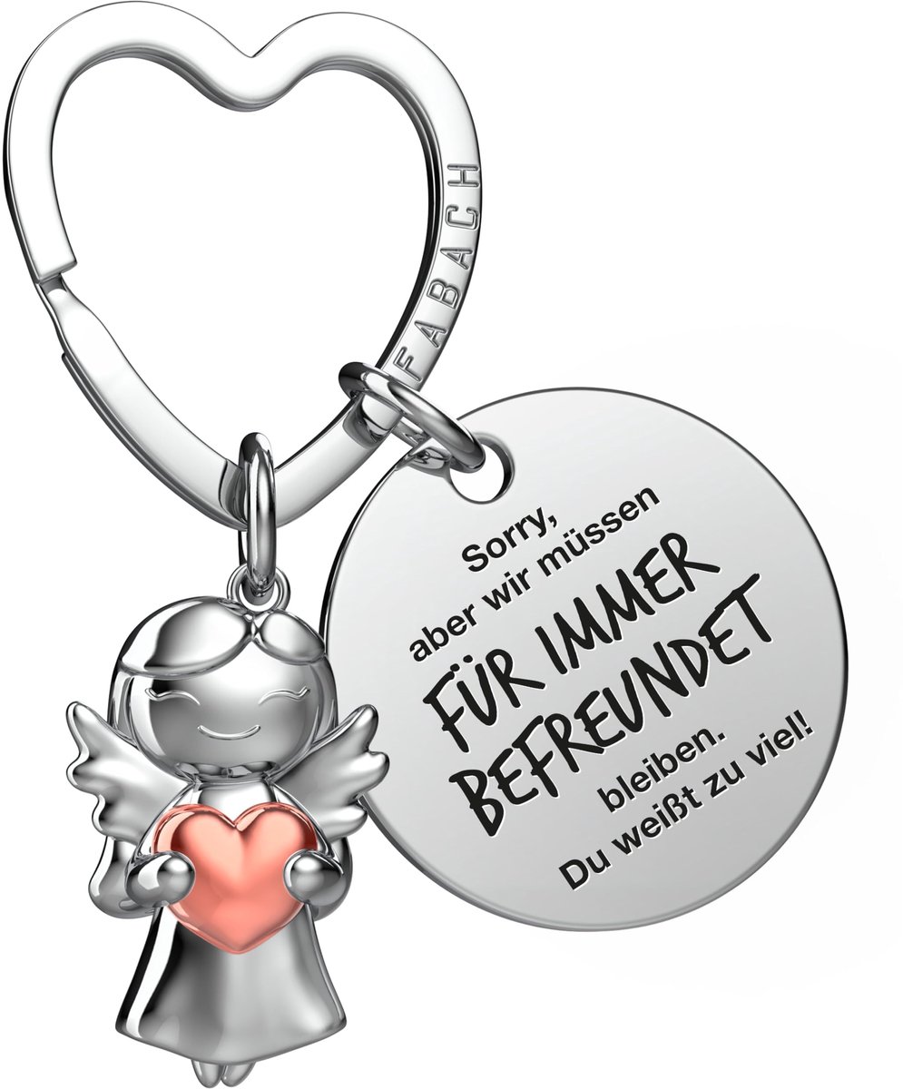 FABACH Beste Vriend Sleutelhanger Beschermengel met Hart en Gravure - Beste Vriend Cadeaus Sleutelhanger - Beste Vriend Cadeau Engel Geluksbrenger Beste Vriend