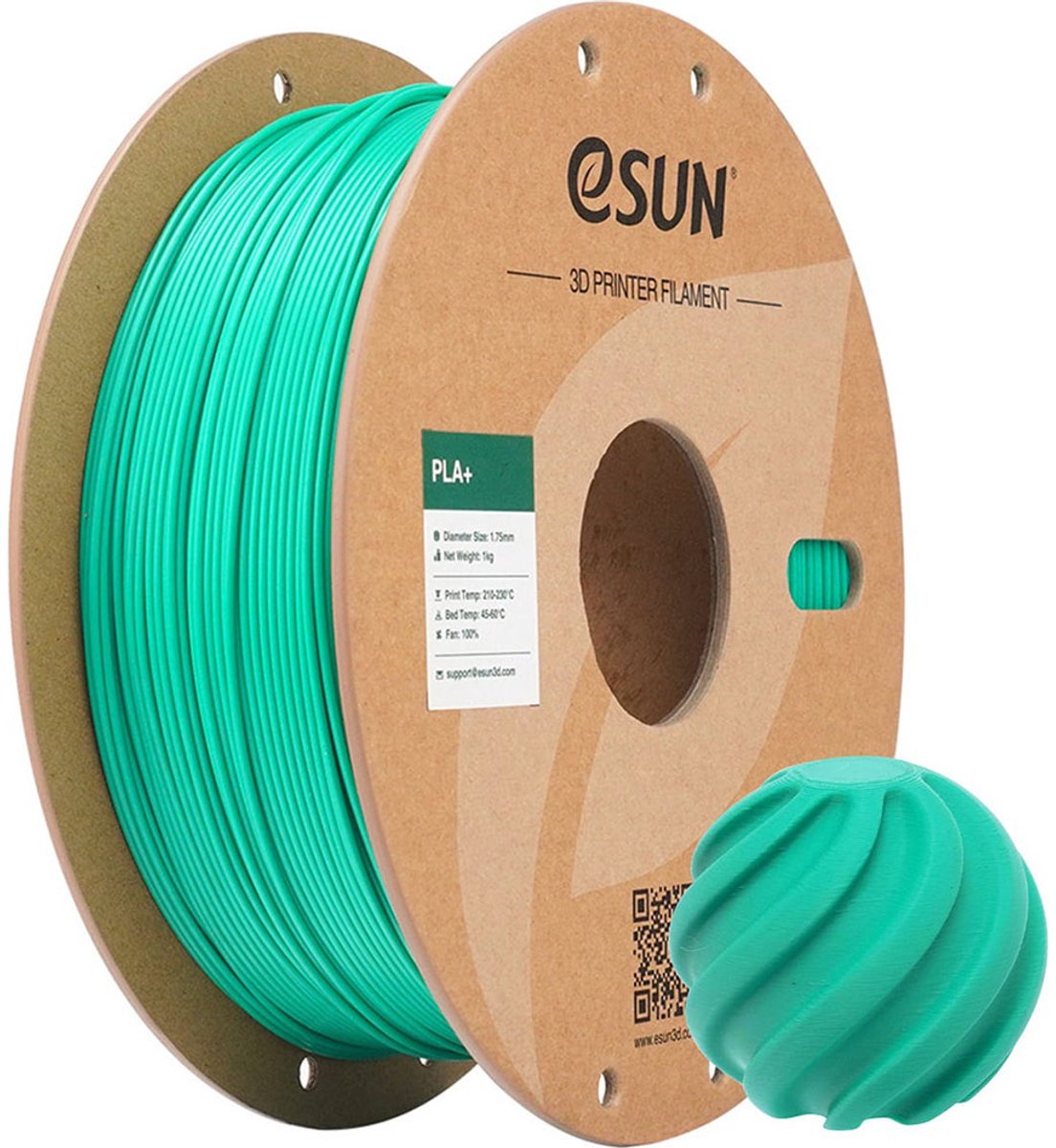 eSun PLA+ Jade groen / Jade green 1 kg - 1.75mm - 3D printer filament