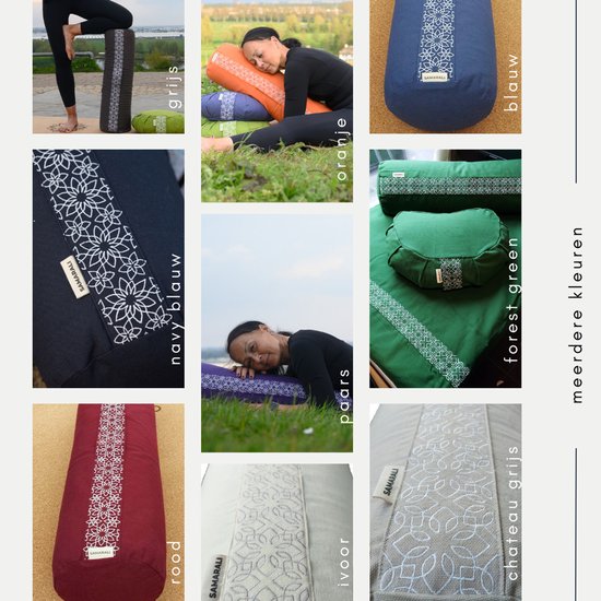 Samarali Yoga Bolster - Extra stevige ondersteuning, 100% biologisch katoen, 20x60 cm, 3.5 kg, dubbele hoezen, GOTS-gecertificeerd van Samarali — afbeelding 3