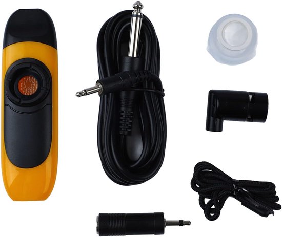 Elektrische Kazoo, 4,3 Elektrische Kazoo met Pick-up, Muziekinstrument met Instelbare Toon, Professionele Kazoo met Fluitmembranen, 3,5 Inch Adapter en Koord, Mini Kazoo (Geel