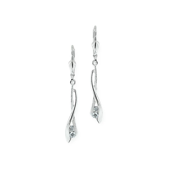 GLAMS - Boucles d'oreille Zircone Polies/mates Crochet Brisur - Argent