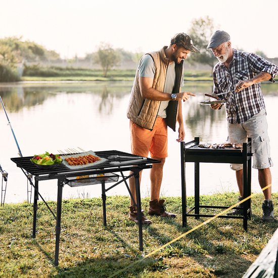 Aluminium Inklapbare Campingtafel 90 x 52 cm, Hoogte Verstelbare Reistafel, Picknicktafel met Draagtas voor Gemakkelijk Transport van Merkloos — afbeelding 4
