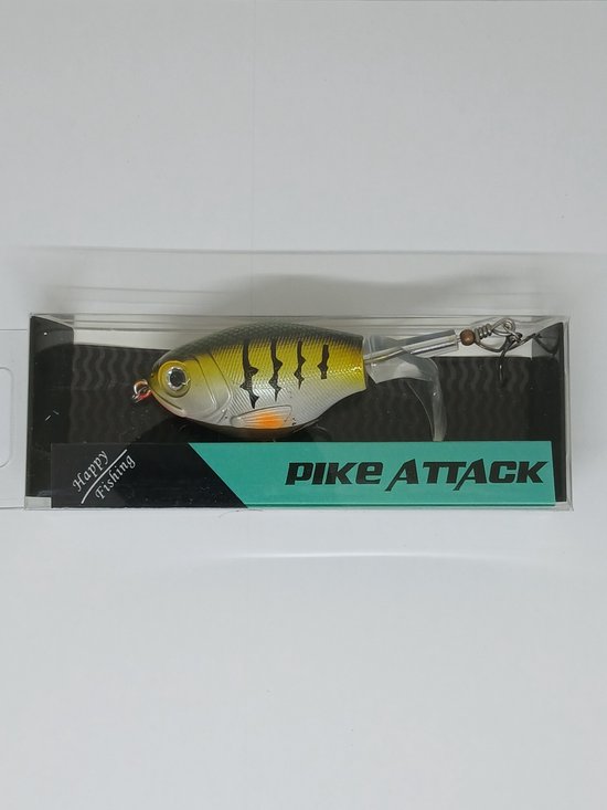 PikeAttack - Whopper Plopper - Roofvissen - wit/geel/gestreept - 16g - 9cm van PikeAttack — afbeelding 2