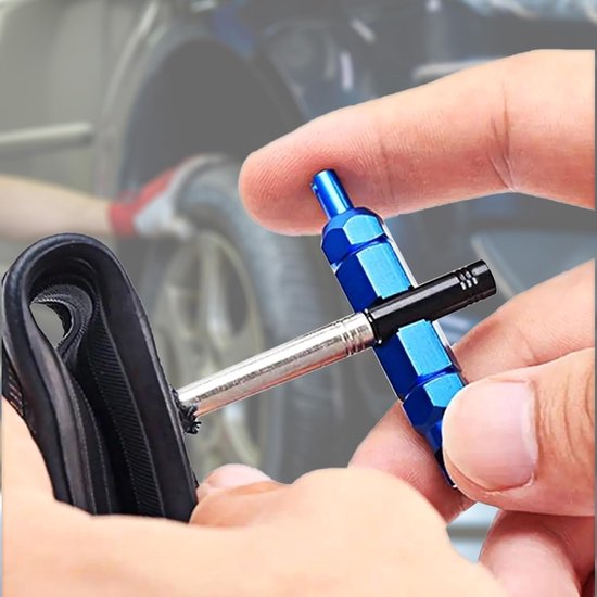 AOZUO 3-piece valve core removal tool, 3-in-1 valve shaft removal tool, with 3 key rings for Schrader and Presta, mountain bikes and — afbeelding 5