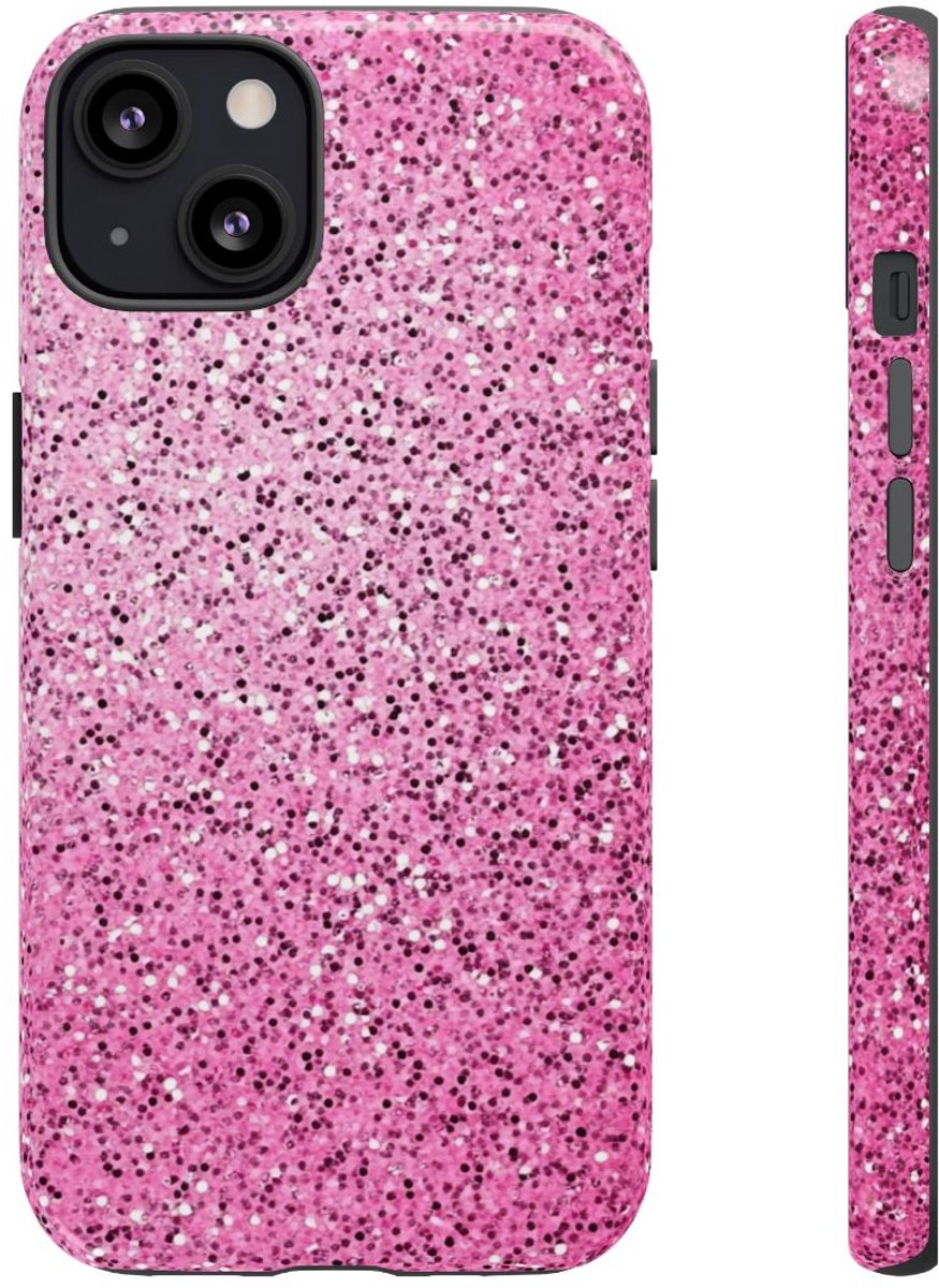 Roze Glitter Sprankelstructuur – Telefoonhoesje Geschikt voor iPhone 13