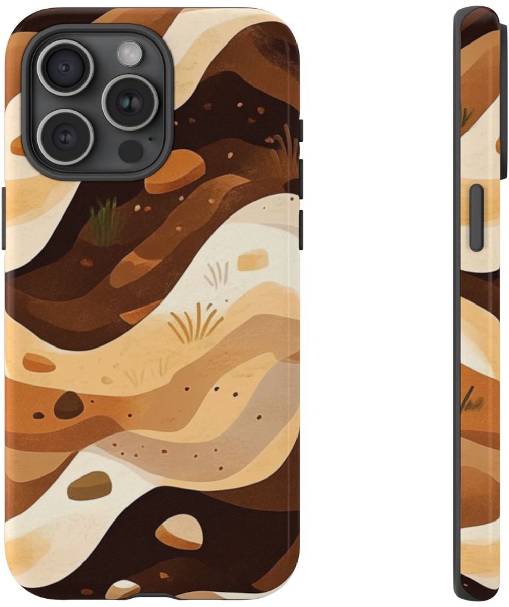 Aardse Bodemlagen Patroon – Telefoonhoesje Geschikt voor iPhone 15 Pro Max