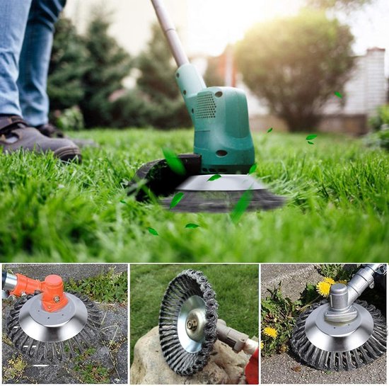 6-inch grastrimmerkop - Geschikt voor tuinmaaiers - Grasmaaierdraadborstelkop met geknoopte draad - Universeel massief draadwiel voor vervanging van grasmaaierbevestigingen - Universeel accessoire voor grasmaaiers en tuiniers - Diameter 15 cm van Merkloos	 — afbeelding 4