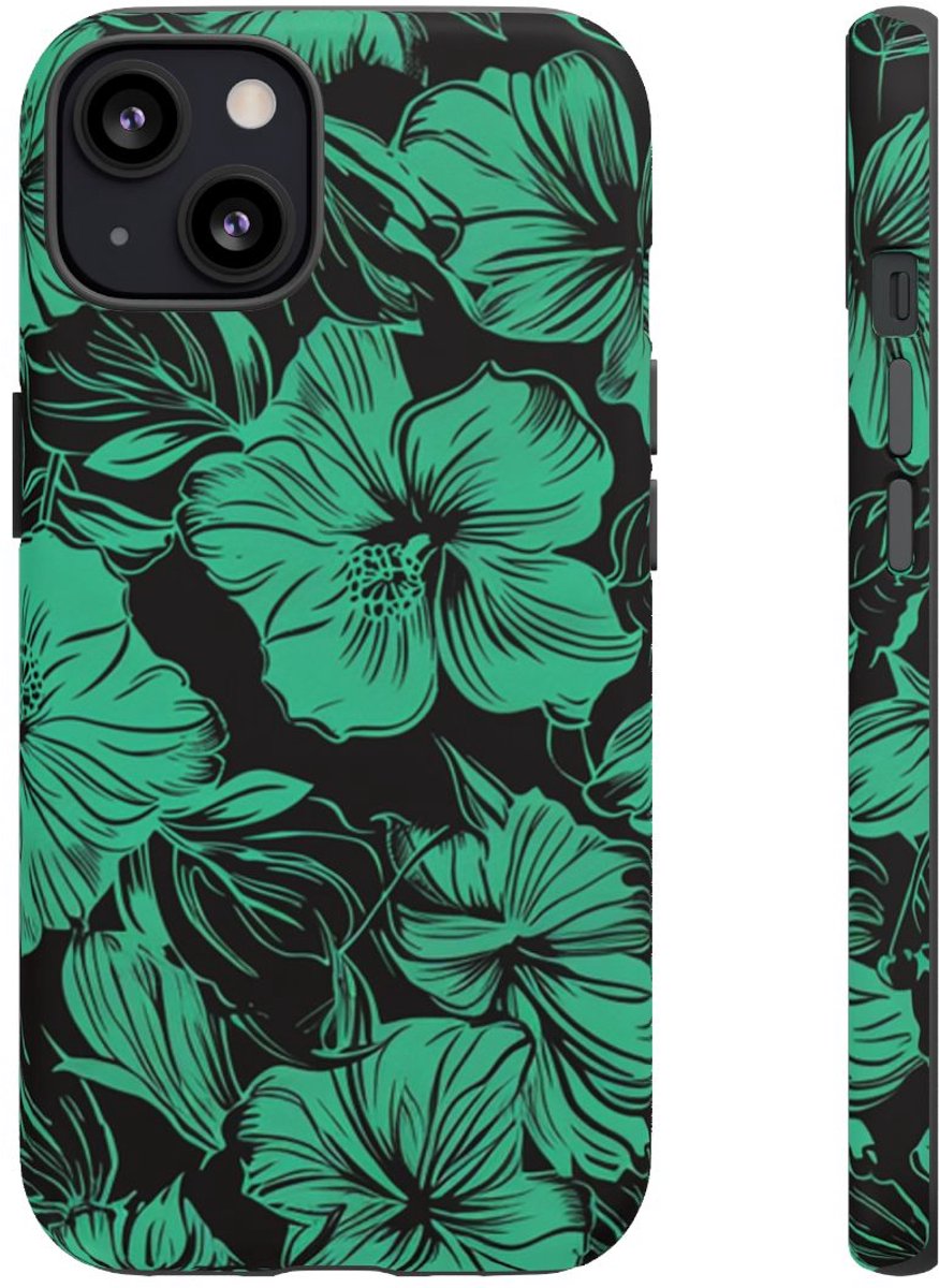 Groen Hawaïaans Bloemenpatroon – Telefoonhoesje Geschikt voor iPhone 13